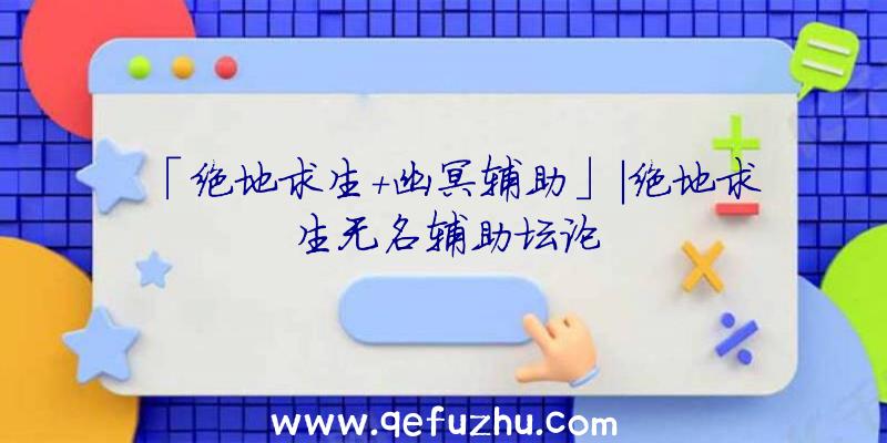 「绝地求生+幽冥辅助」|绝地求生无名辅助坛论